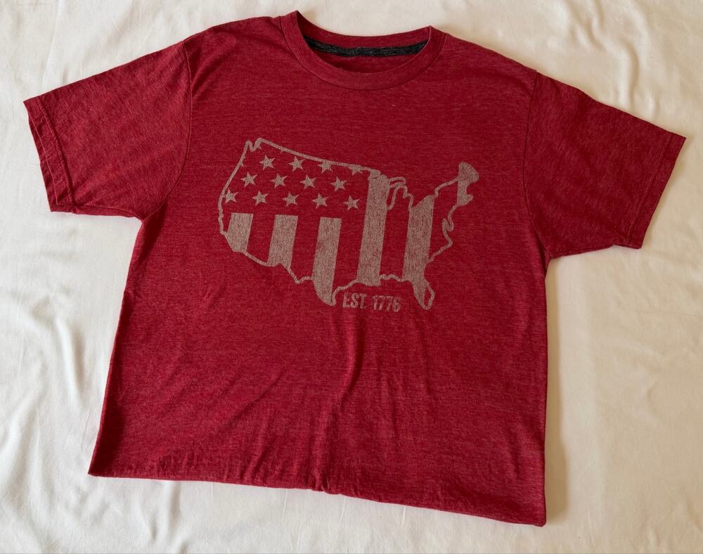 Spirit of America Heathered Red USA Shirt Sleeve T-Shirt Men’s Size Small 34/36